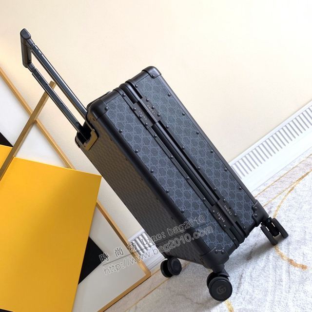 GUCCI行李箱 90046 經典雙G花料配鋁框 復古形拉箱 古馳拉杆箱xzx1087